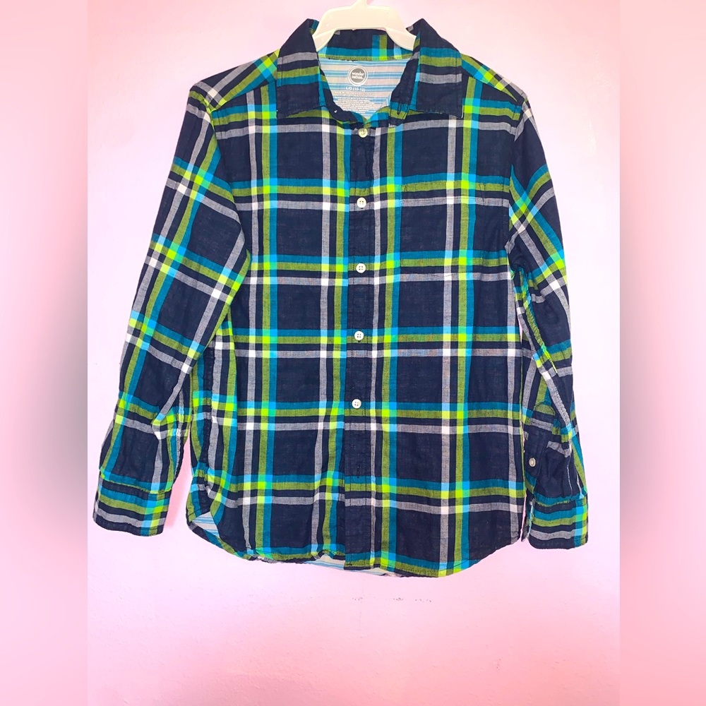 3X Boys LS Size 10-12 L Plaid Shirts